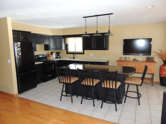 kitchen cabinet refinishing after black rub through